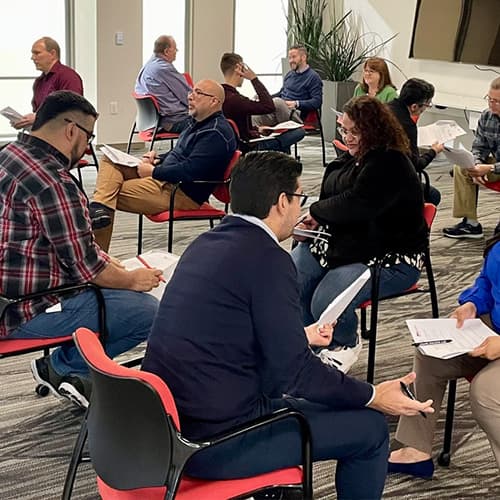 Small group sat down